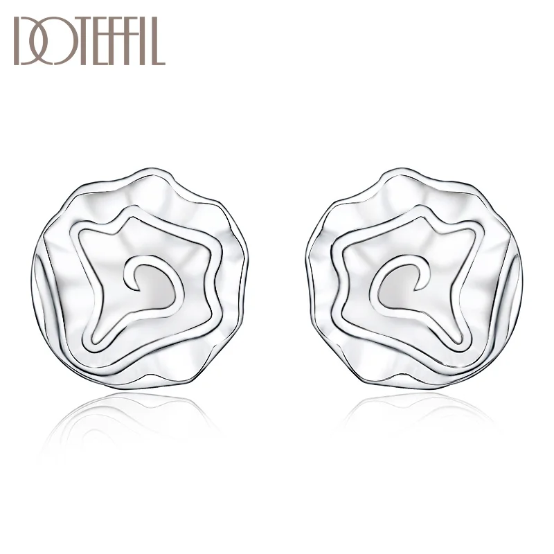 DOTEFFIL New Trendy Earrings 100% Real 925 Silver Rose Flowers Elegant Soft Winding Stud Earrings for Women Jewelry
