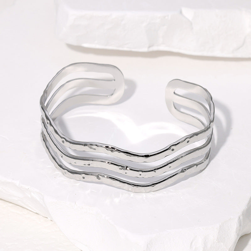 Stripe Stainless Steel Electroplating Bangles