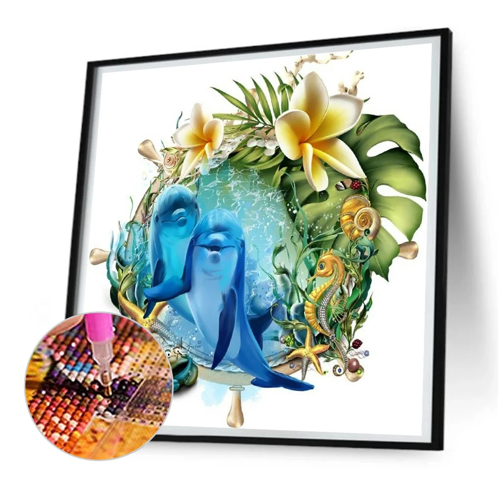 Diamond Painting - Full Round Drill - Dolphin(Canvas|30*30cm)
