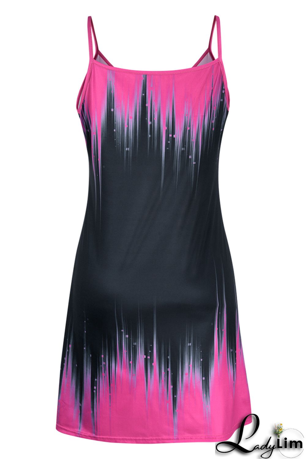 White Black Sexy Casual Print Backless V Neck Sling Dress