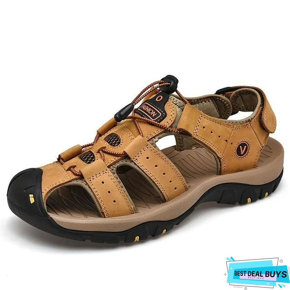 Men Soft Leather Sandals Big Size Roman Comfortable Sandal Shoes