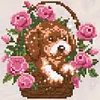 【Limited Stock Sale】Puppy With Flower Basket-Partial 9CT Stamped Cross Stitch Bead Embroidery 18*18cm tapestrymarket