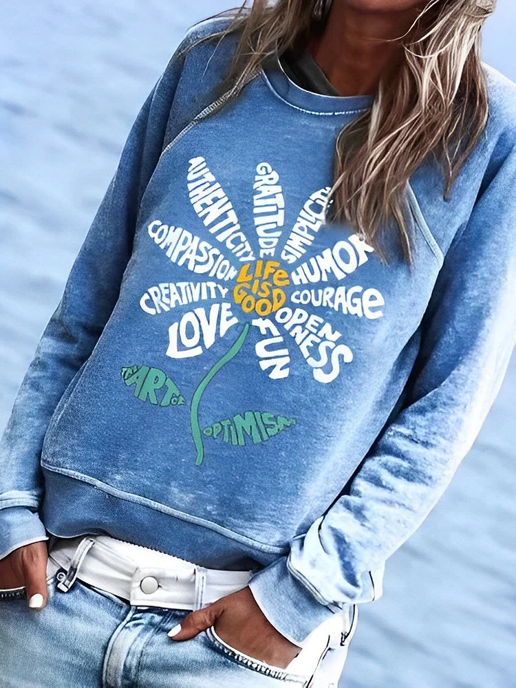 Ladies Casual Printed Long Sleeve Top