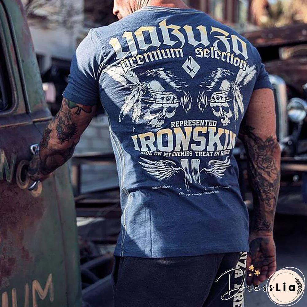 Men's Casual Fashion Fitness Printed Round Neck T-Shirt Tt215