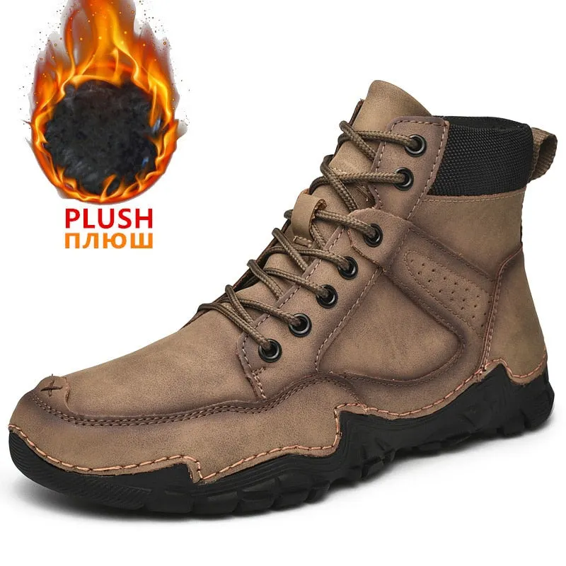Winter Men's Casual Boots Plush Warm Mens Ankle Boots High Quality Outdoor Men Boots Comfortable Motorcycle Boots Zapatos Hombre