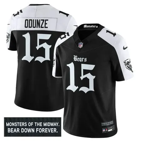 Men's Chicago Bears #15 Rome Odunze Black Alternate 'Gothic Monsters Edition' Vapor F.U.S.E. Limited Jersey