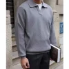 Men's Solid Color Knitted Polo Shirt