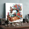(Pre-Framed)Sewing Machine and Flowers-Special Shaped Diamond Painting(25x25cm)