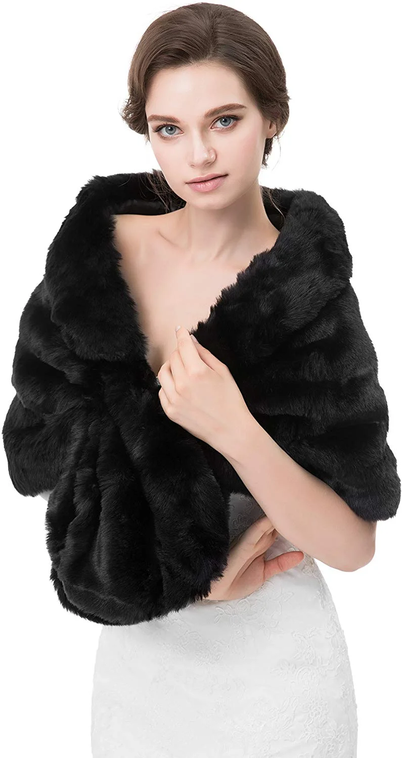 Women's Winter Warm Faux Fur Shawl Coat Jacket Parka Outerwear Tops