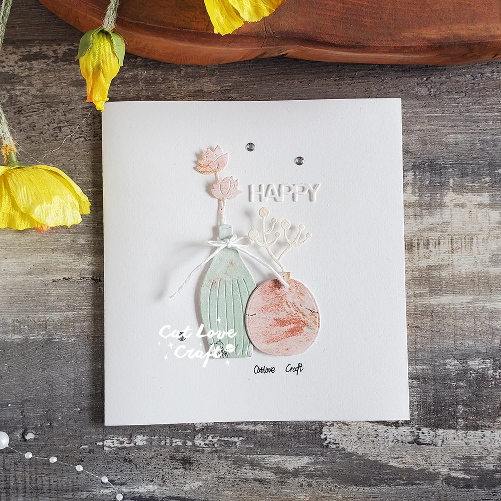 Athvotar Vase Flower Metal Cutting Dies Scrapbooking Mold Knife Stencil Die Cuts Card Making DIY Craft Embossing New Dies For