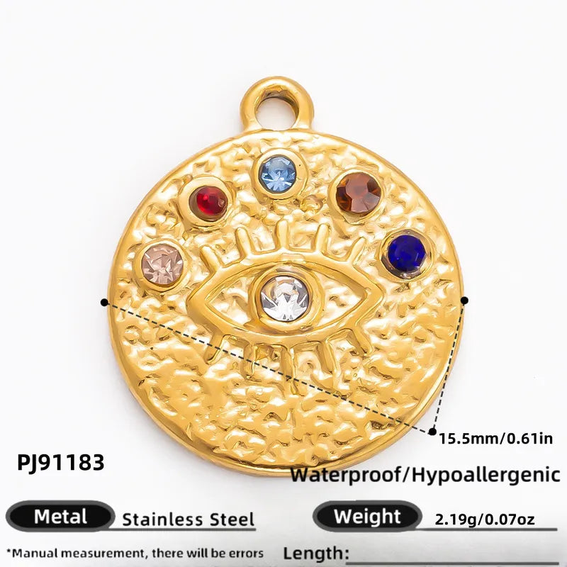 1 Piece 16.47mm 304 Stainless Steel Zircon Geometric Heart Shape Eye Pendant Jewelry Accessories