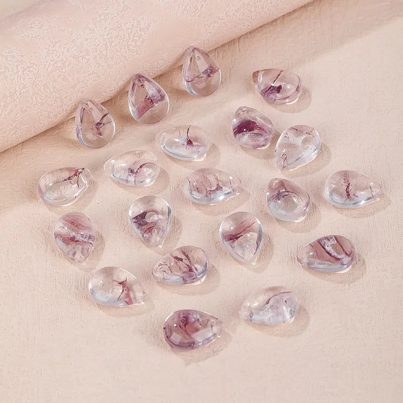 10 PCS/Package Hole 1~1.9mm Glass Round Water Droplets Rhombus Pendant Beads