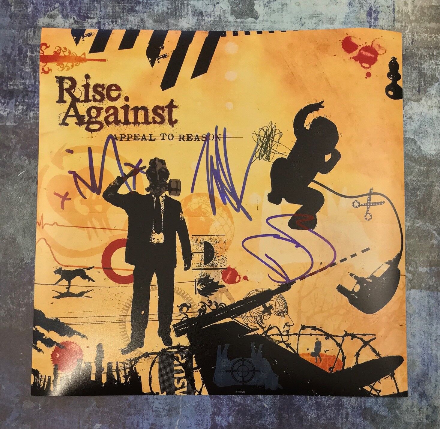 GFA Tim McIlrath x3 Band * RISE AGAINST * Signed 12x12 Photo Poster painting PROOF AD2 COA