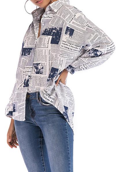 Women Long Sleeve Stand-up Collar Plaid Graphic Top