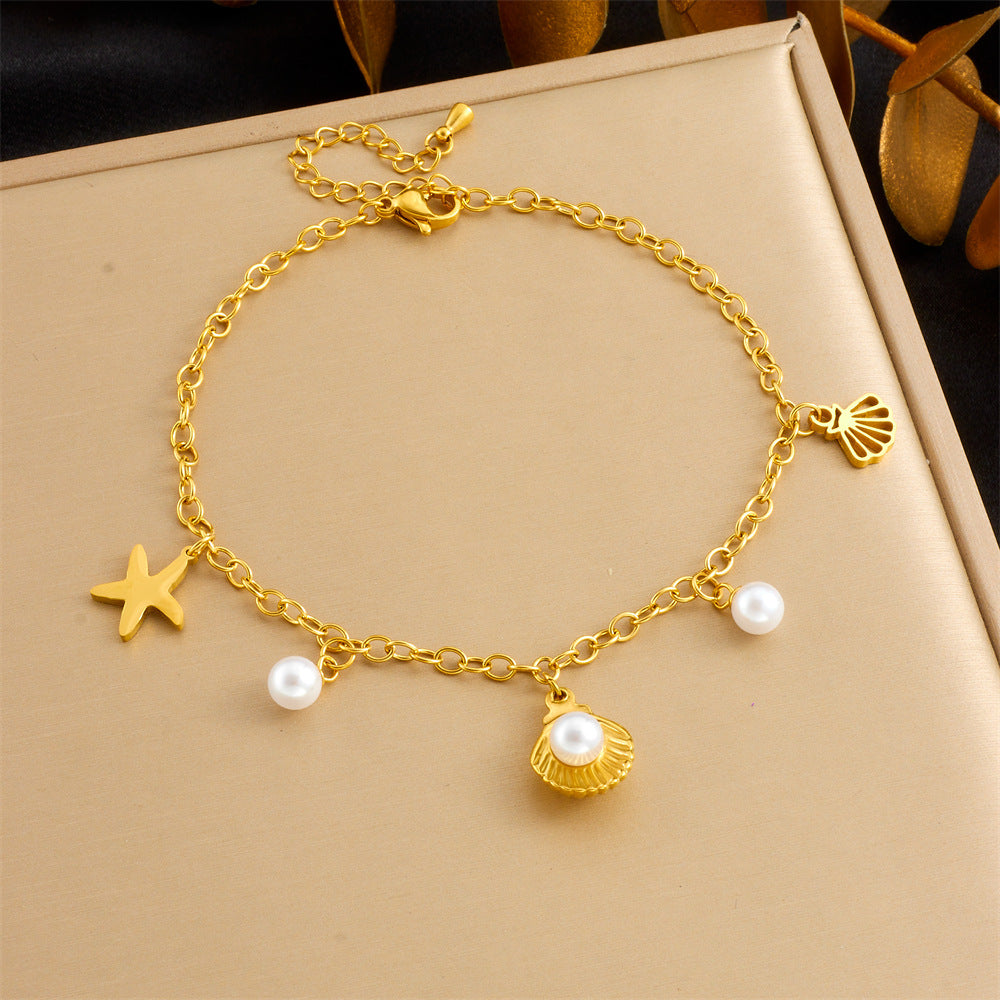 Fashion Beach Style Versatile Simple Colorful Geometric Glass Rhinestone Butterfly Love Accessories Chain Anklet