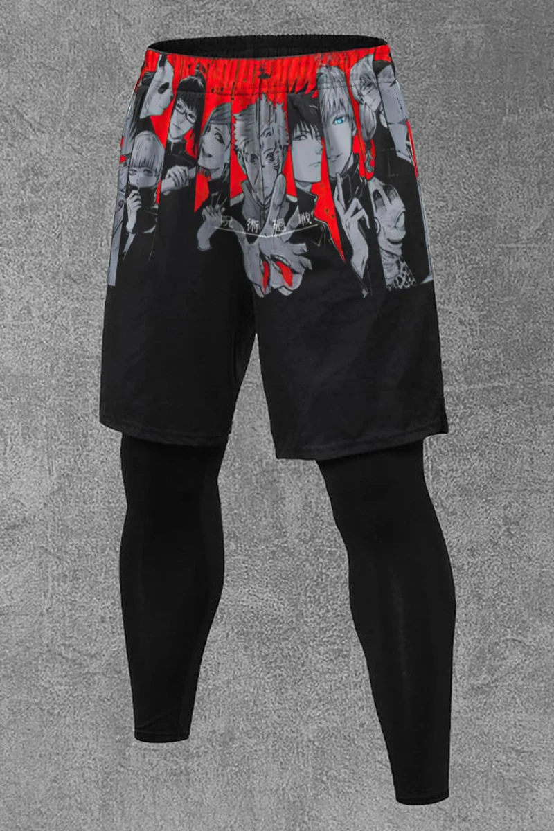 Krhino Anime Jujutsu Printed Men's All-In-One Fitness Leggings 