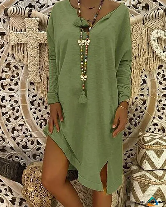 white christmas dresses Casual Loose Denim Midi Dress main image 0