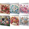 (US Only)6PCS Flowers DIY Diamond Art Greeting Cards Congratulations Cards & Gifts