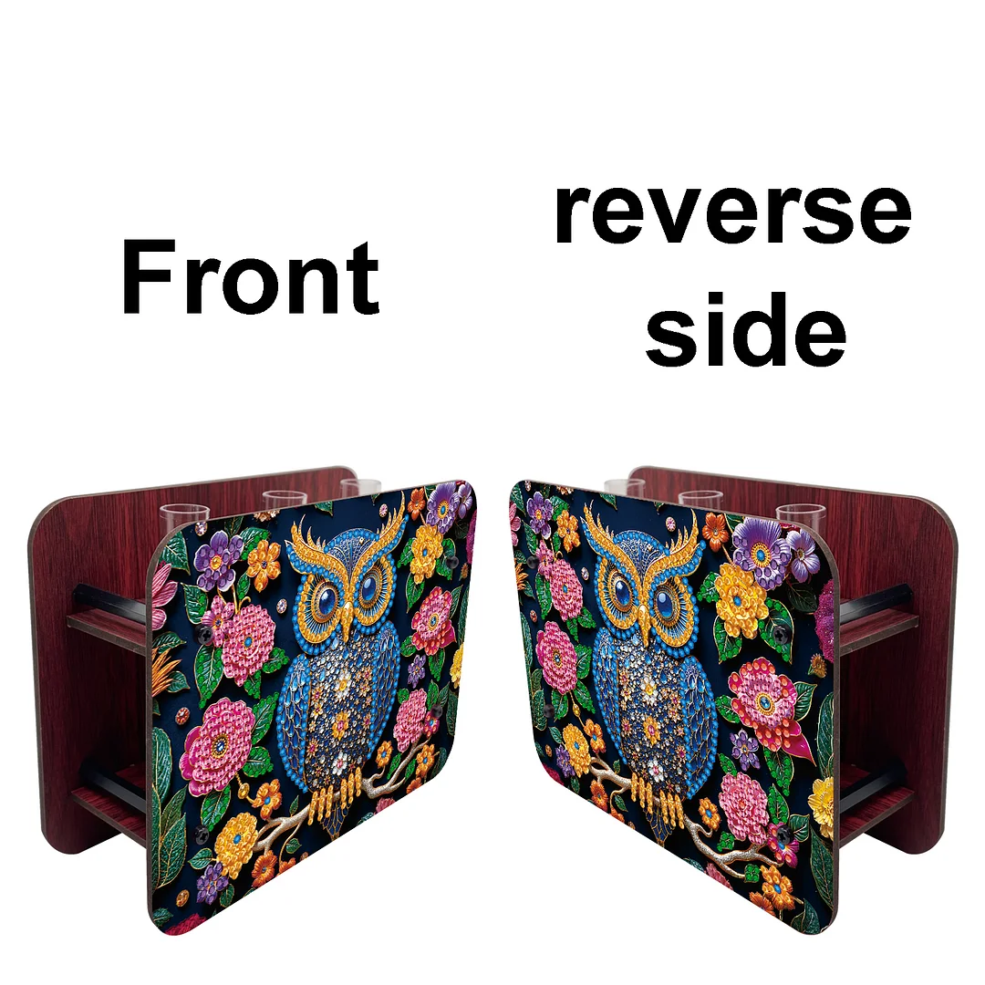 Owl DIY Flower Vase Wooden Double Sided Desktop Diamond Art Kit for Home Decor