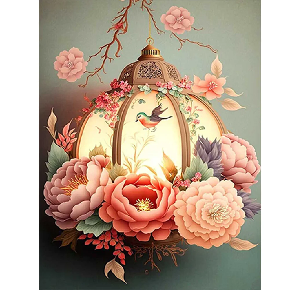 Full Round Diamond Painting - Flower Bird Lantern(30*40cm)