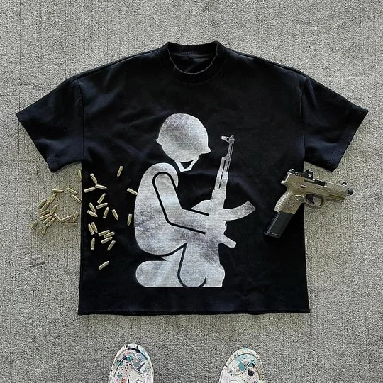 Vintage Art Will Cause War Graphic Short Sleeve T-Shirt