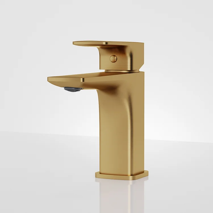 EVERSTEIN Minimalist Single Handle Bathroom Basin Faucet 6.5" Height in Brushed Gold