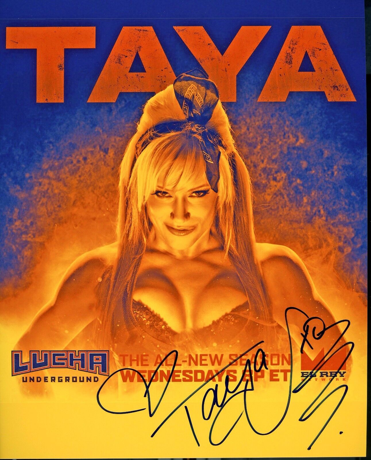 Taya Valkyrie autographed 8x10 #10Lucha TNA Sexy Orange Lucha