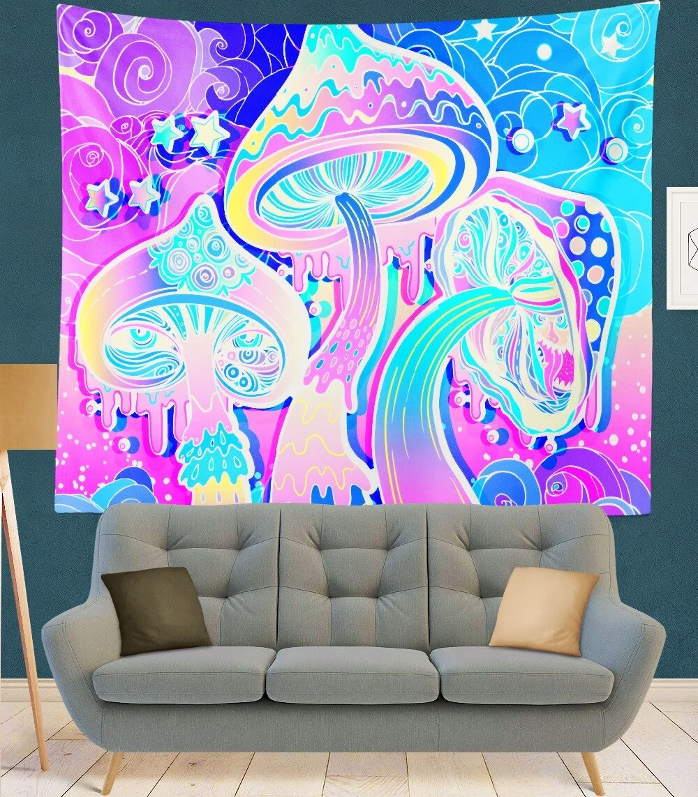 India Mandala Tapestry purple mushroom Wall Hanging Boho Decor Wall Cloth Tapestries Psychedelic Hippie Mandala Wall Carpet