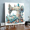 (Framed)Diamond Painting -DIY Round Drill Sewing Machine with Frame(25x25cm)