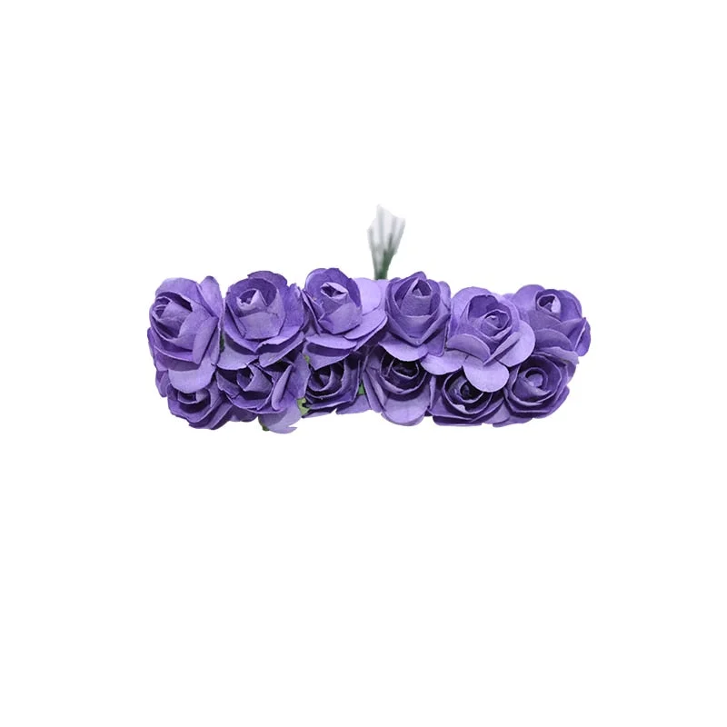 72/144pcs Artificial Flower Mini Cute Paper Rose Handmade For Wedding Decoration DIY Wreath Gift Scrapbooking Craft Fake Flower