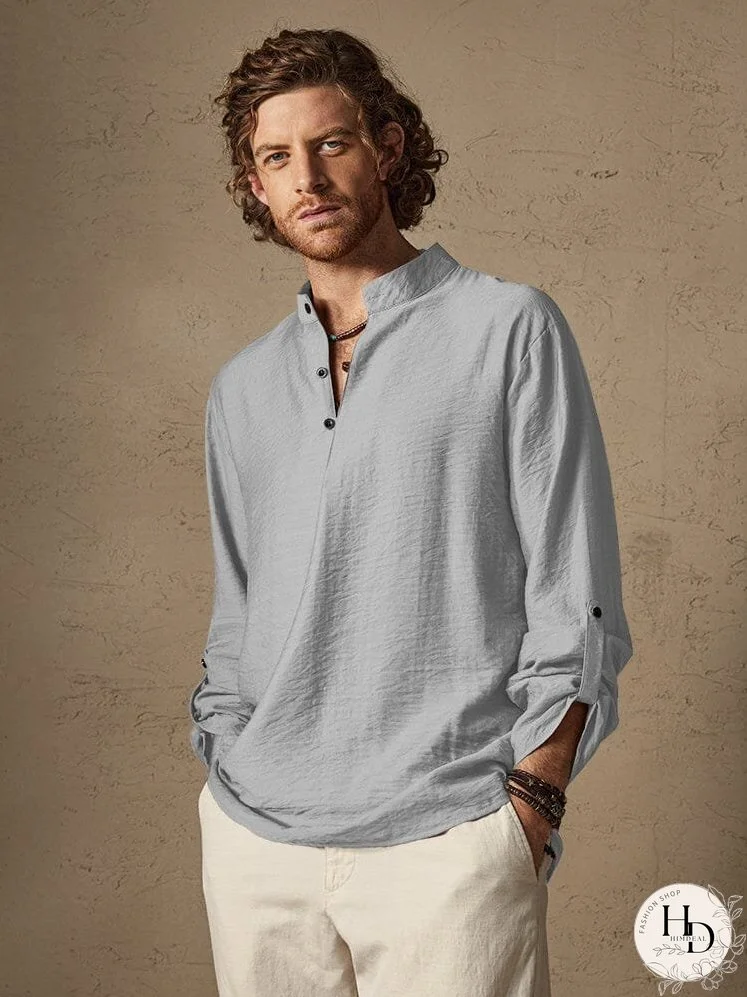 Linen Henry Long Sleeve Beach Shirt