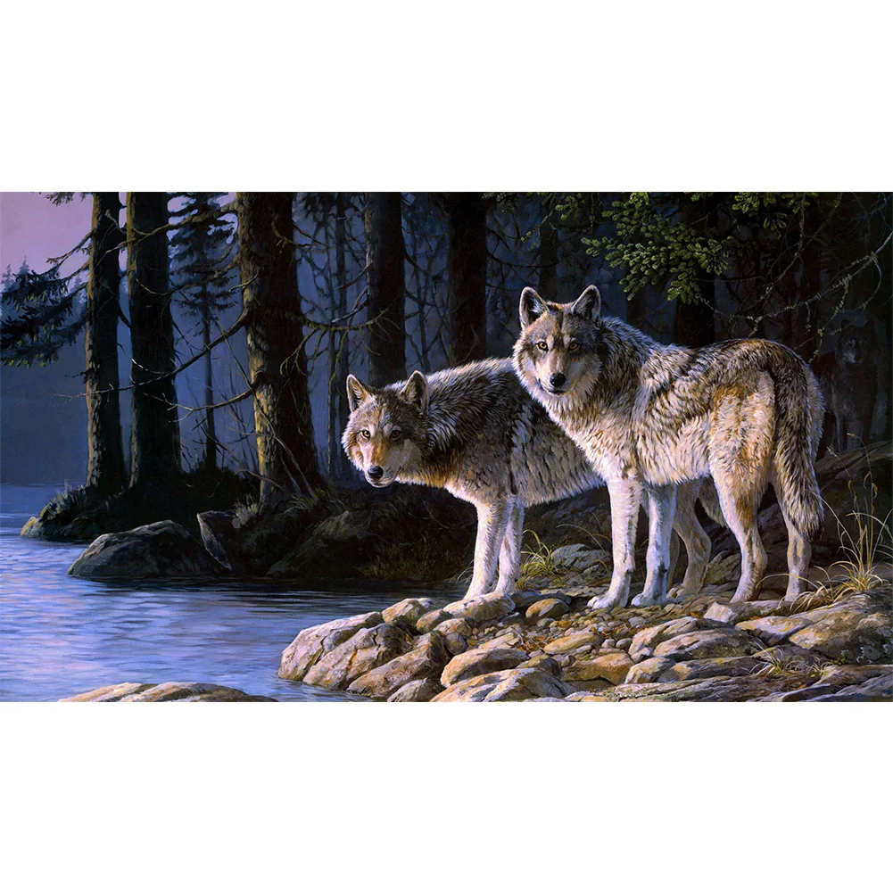 Big Size Round Diamond Painting - Wolf (70*40cm)