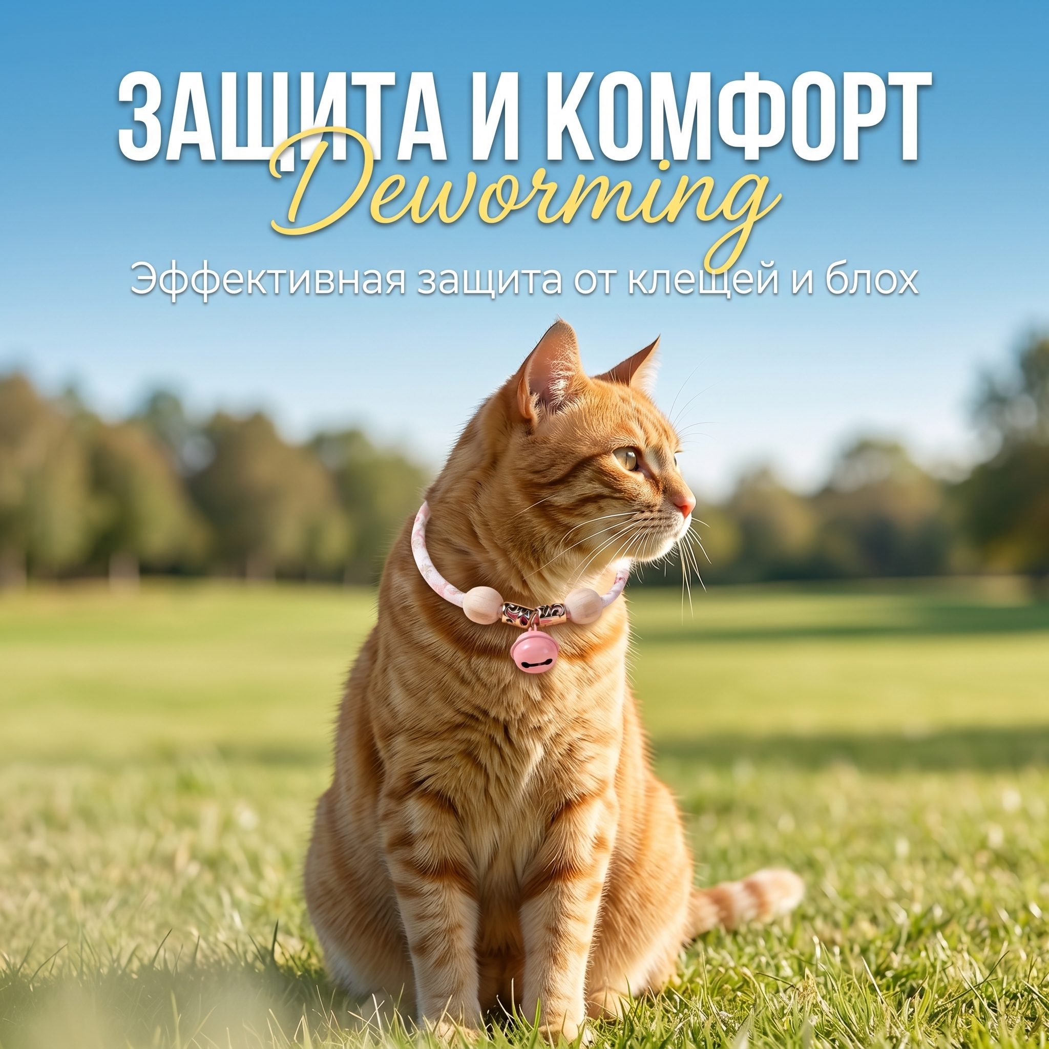 GOPET&reg; Котячий ошейник для летнего дезинсекционирования, отпугивания клещей и блох, маленький ошейник для котиков, собак, питомцев, милый колокольчик-очарование