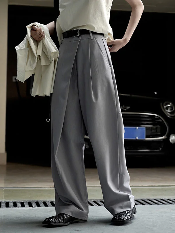 Roomy Wide Leg Pure Color Casual Pants Bottoms Trousers