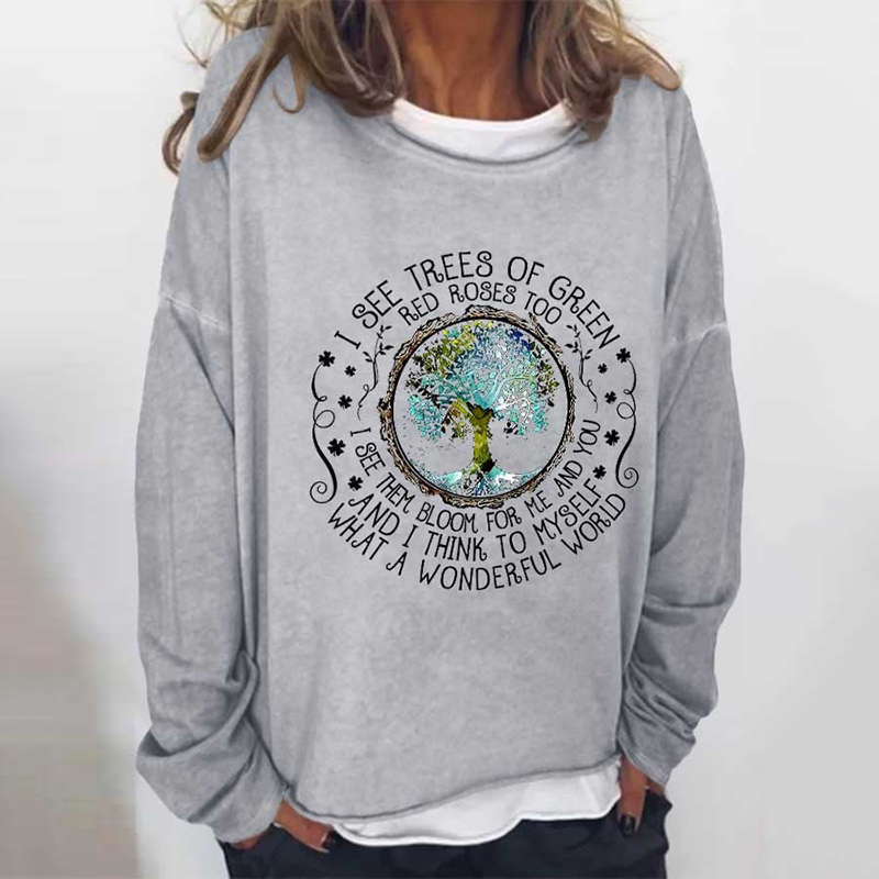 Hippie What A Wonderful World Print Sweatshirt wearshes
