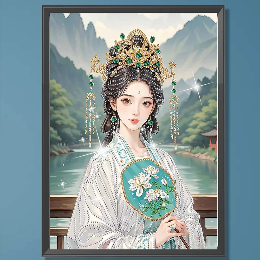 Diamond Painting - Partial Special Shaped Drill - Landscape Lady(Canvas|30x40cm)