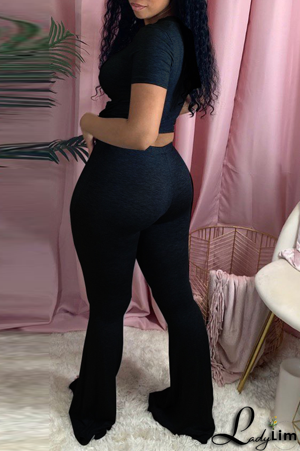 Black Casual Print Patchwork O Neck Short Sleeve Two Pieces