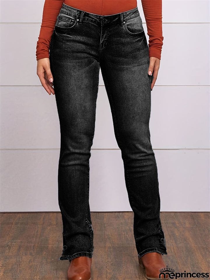 Women's Embroidered Stretch Simple Casual Jeans