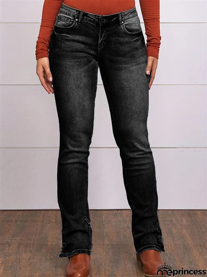 Women's Embroidered Stretch Simple Casual Jeans
