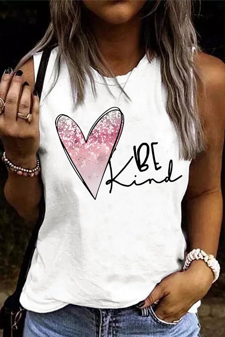 Heart-shaped Pink Flower Be Kind Tank Top
