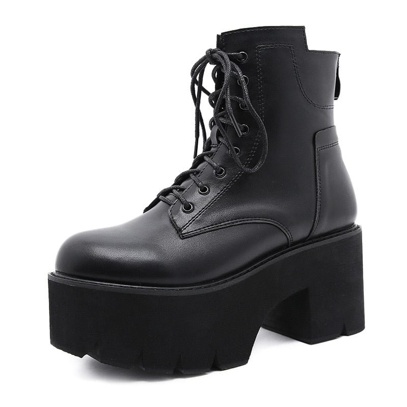 Gdgydh 2021 Wholesale Women Ankle Boots Round Toe EVA Soft Material Lace-Up Female Short Boots Thick Platform Ladies Shoes Black