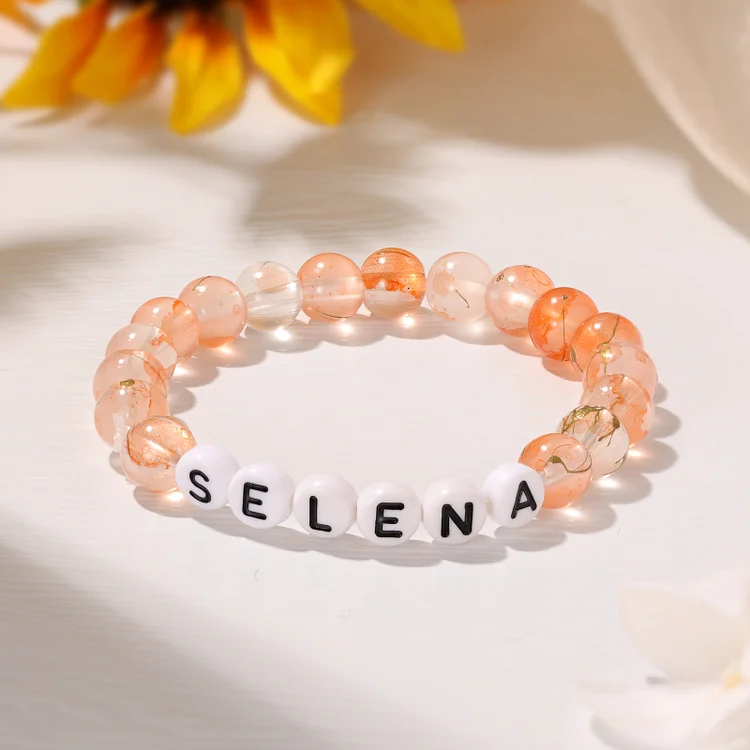 Personalized Name Colored Glass Beaded Bracelet With Many Options For Back To School Gift For Daughter