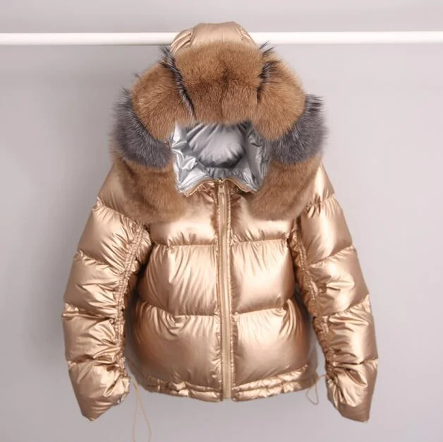 Winter Jacket Women White Duck Down Jacket Big Aritificial Fur Outwear Waterproof Loose Coat Thick Warm Down Parka