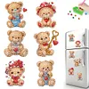 6Pcs Acrylic Valentine Day Love Bear Diamond Art Refrigerator Magnets Sticker
