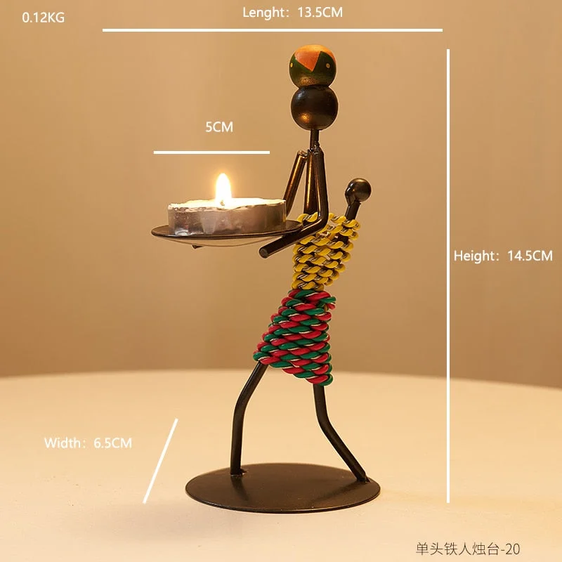 Retro Home Decoration Accessories Creative Candle Holder Iron Kitchen Restaurant Romantic Candlestick Halloween Bar desk decor