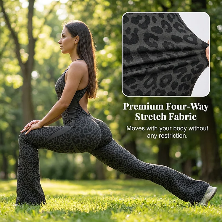🔥Neuheit 2026🔥 Trainings-Jumpsuit f&uuml;r Damen mit Leopardenmuster und integriertem BH