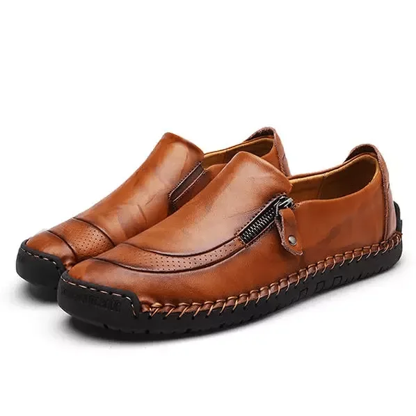 🔥Hot Sale🎁--60% OFF 🎉Men‘s Handmade Side Zipper Casual Comfy Leather Slip On Loafers