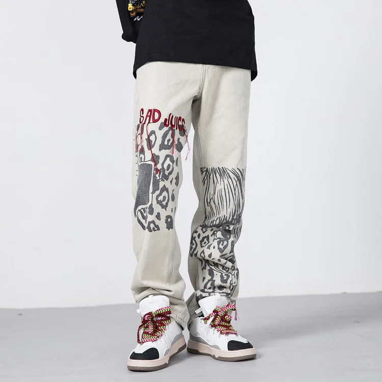 Hip Hop Streetwear Embroidery Vintage Pants Jeans for Men at Hiphopee