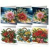 6PCS Xmas Flower DIY Diamond Art Greeting Cards Congratulations Cards & Gifts