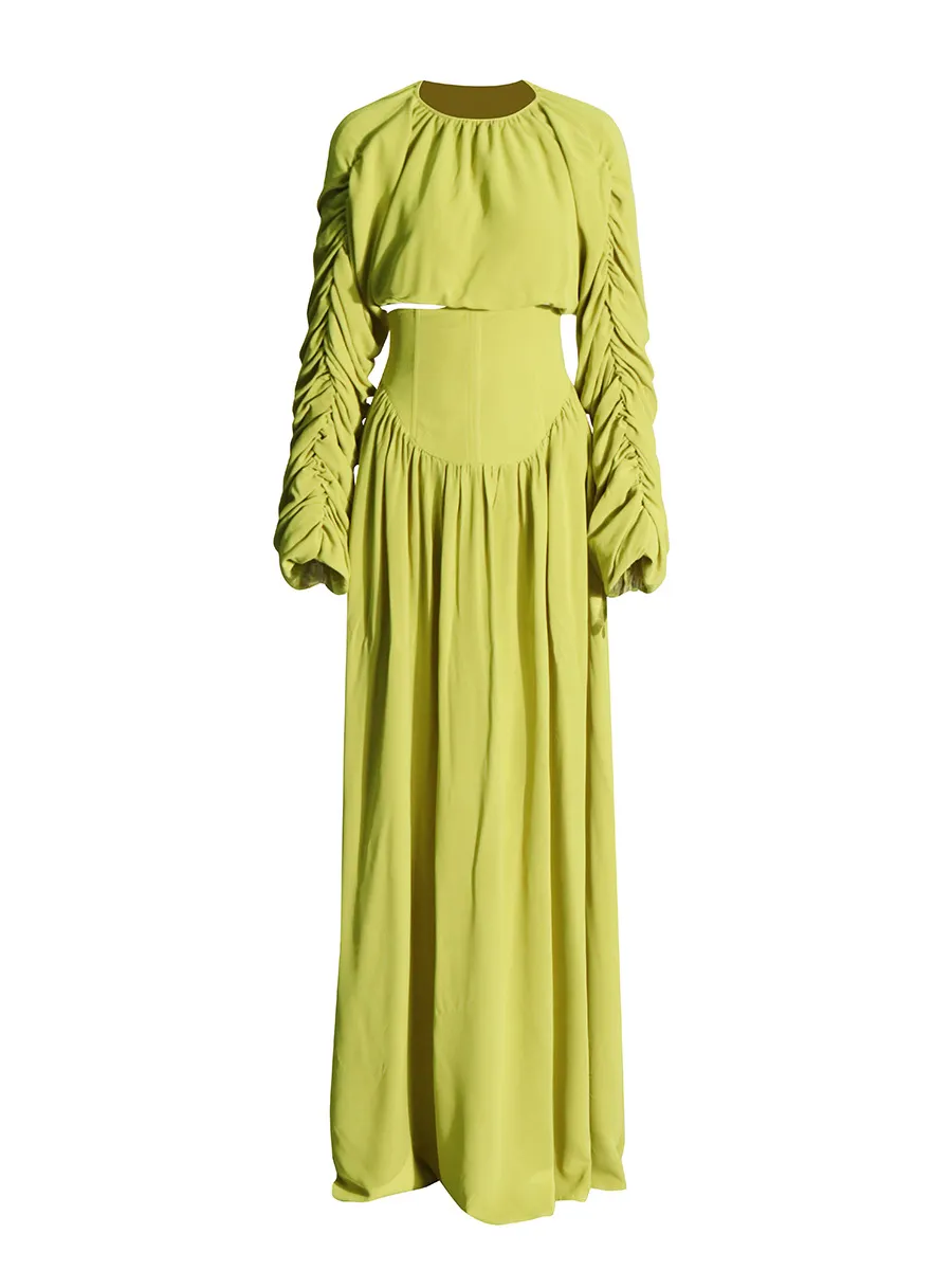 Brownm Fashion Suit Women's New Spring 2025 Casual Round Tie Folded High-End Long-Sleeved Design Two Sets